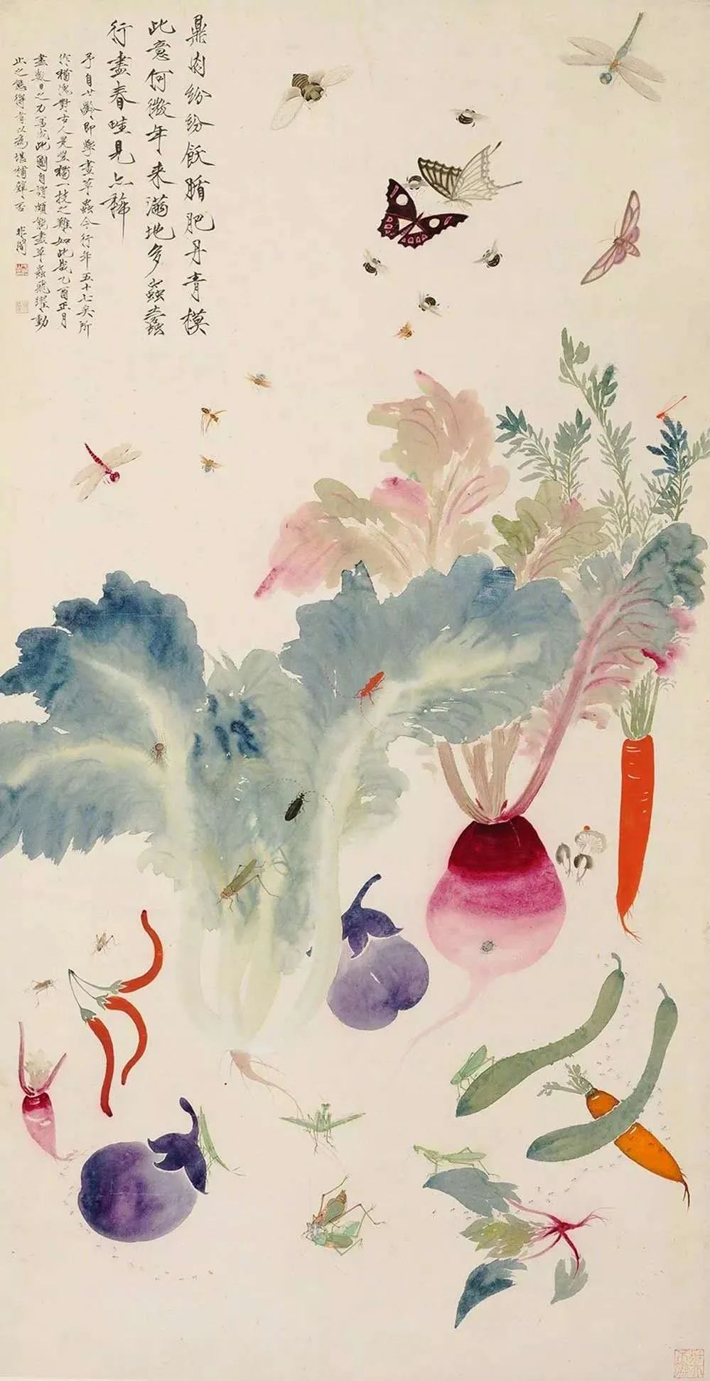 饶薇工笔蔬果草虫画,工笔蔬果绘画技法