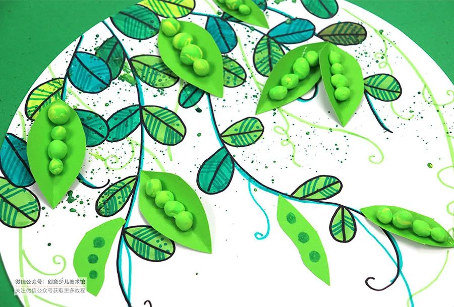 豌豆荚手工画,美术作品豌豆荚创意画小班