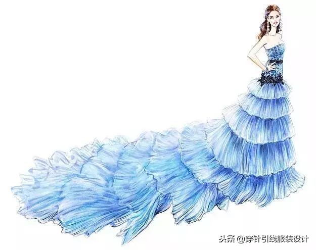 超好看的衣服手绘,服装琴瑟主题手绘效果图