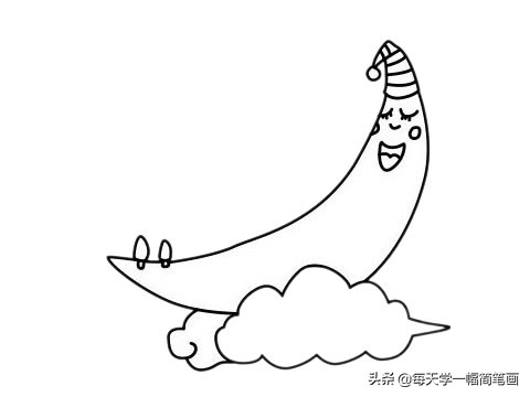 简笔画月亮的画法幼儿园,怎么画小女孩坐在月亮上的简笔画