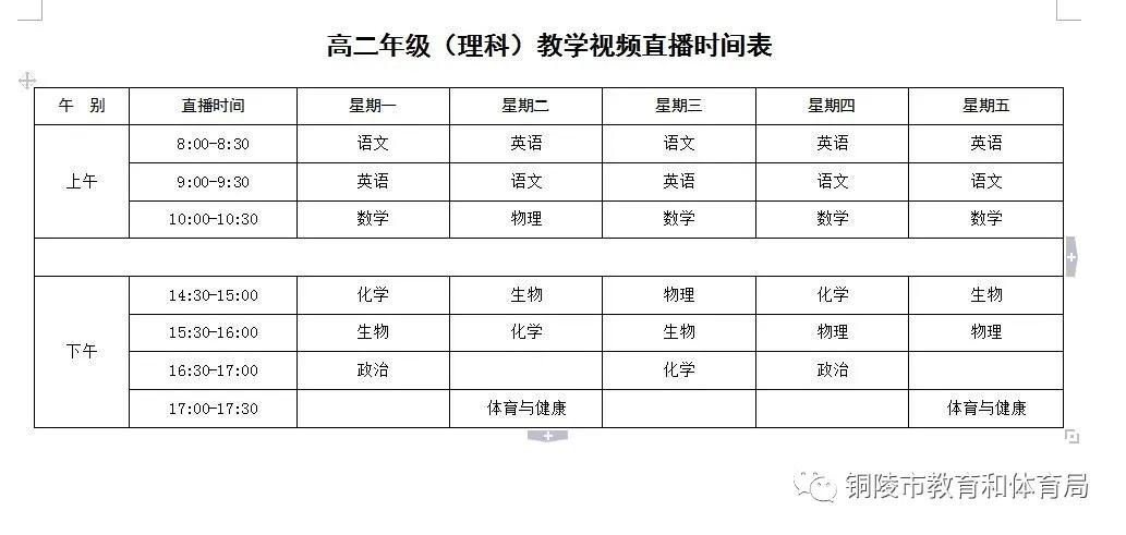 刚刚!铜陵市线上教育教学工作方案公布！含视频直播时间表