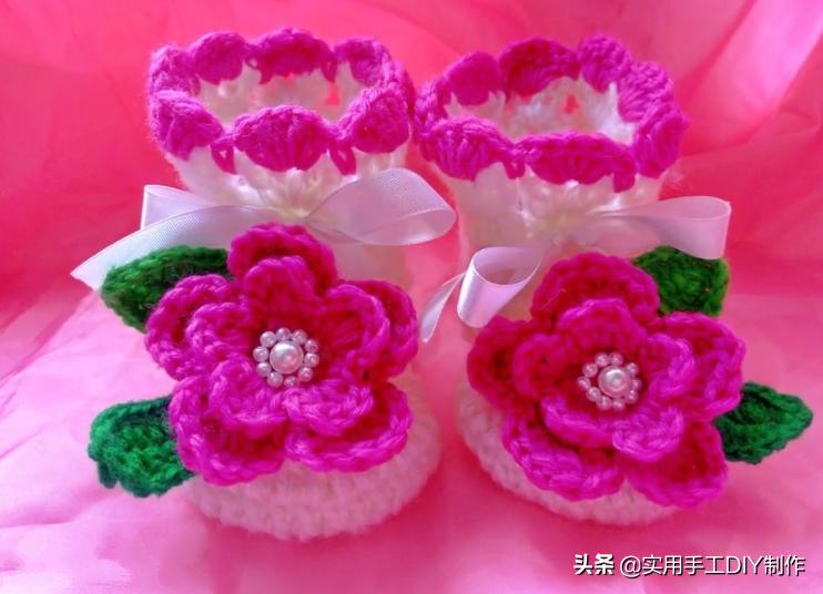 「针织作品」55款美美的蕾丝花朵宝宝鞋子，宝妈们不要错过哦