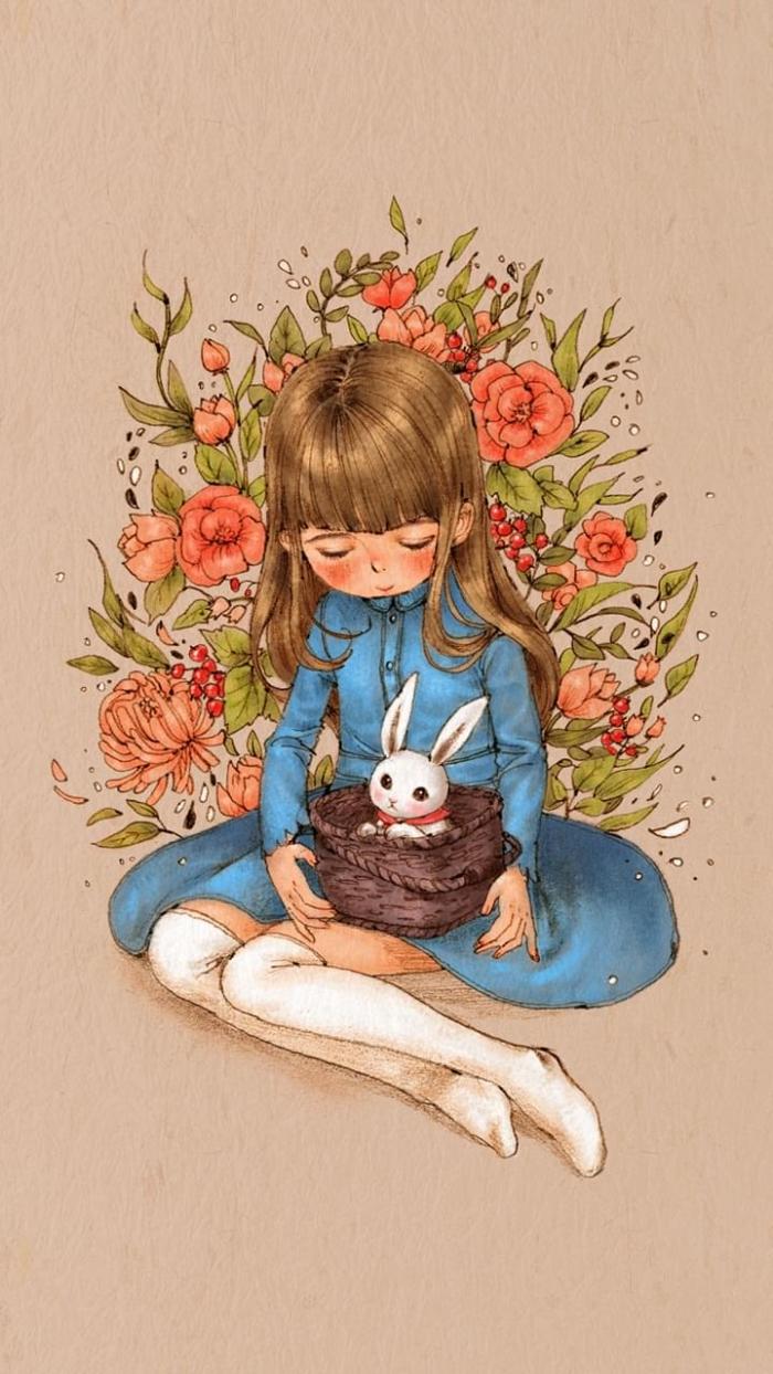 韩国插画师森林女孩日记图文,水彩插画森林女孩日记