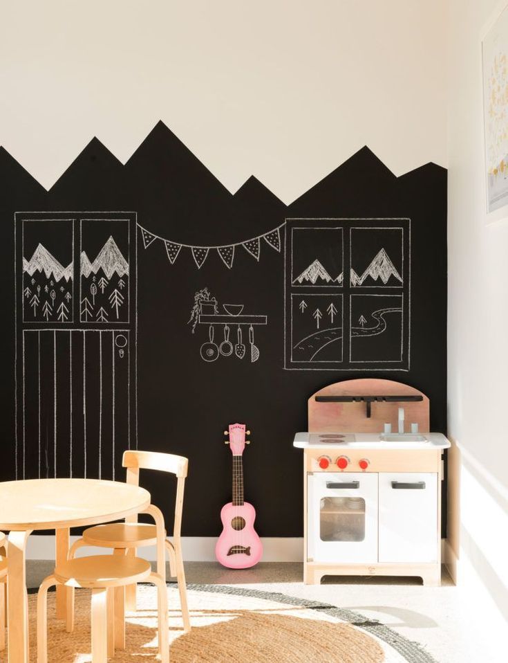 早备个黑板墙就好了！能涂能画实用与颜值兼具，解决了带娃难题