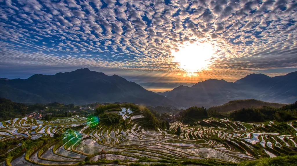 茗岙梯田航拍中国,茗岙梯田仙境