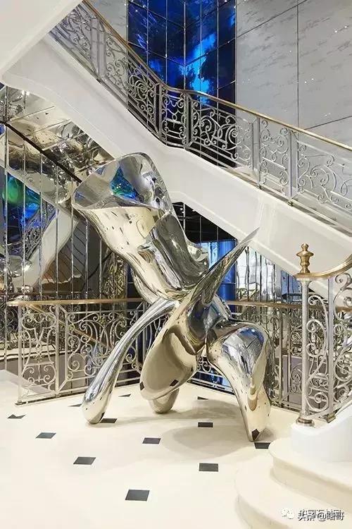 门店大理石楼梯效果图,轻奢大理石楼梯