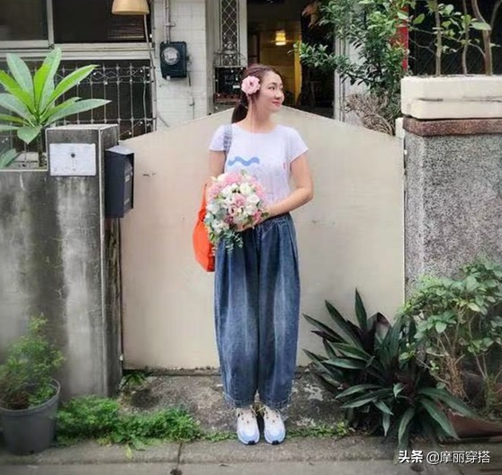 卷裤脚日系哈伦裤,小腿外翻适合哈伦裤与直筒裤