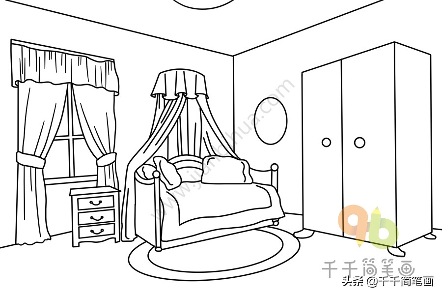 书桌简笔画简单又好看加凳子,学会整理书桌和房间的简笔画