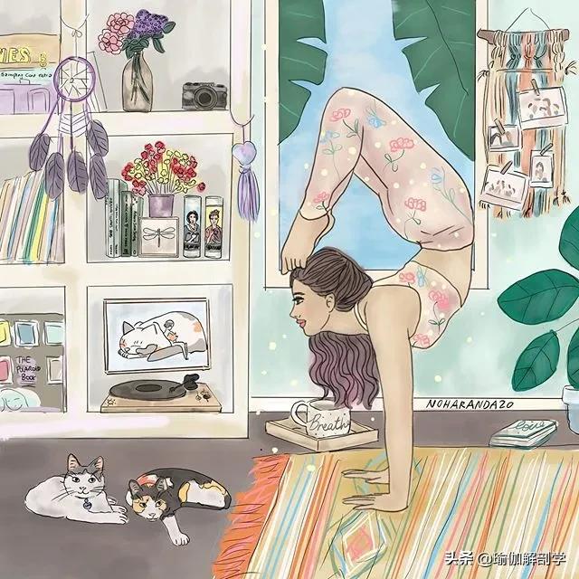 瑜伽小人唯美漫画,瑜伽倒立漫画图片