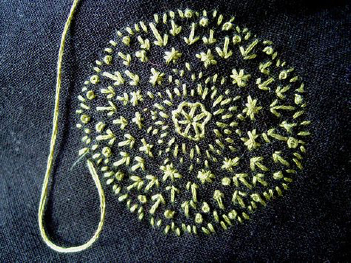 十字绣的平针回收针怎么绣,十字绣大面积不规则平针绣