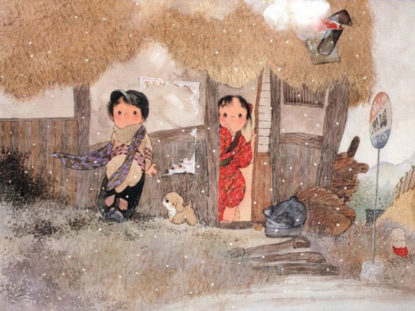 日本童趣主题画,儿童绘画日本艺术