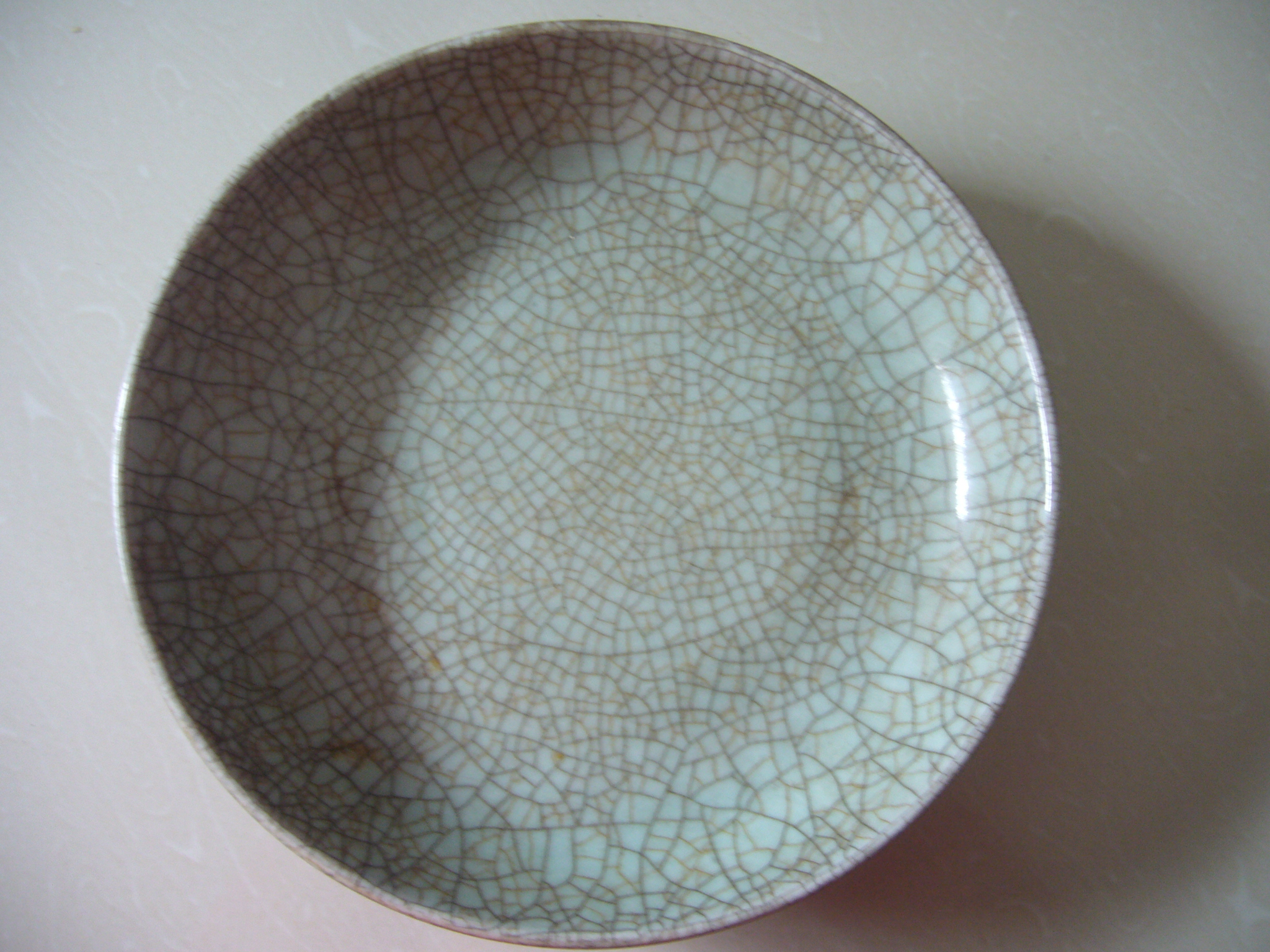 明代青花盘民窑瓷器,哥窑五彩瓷器底款