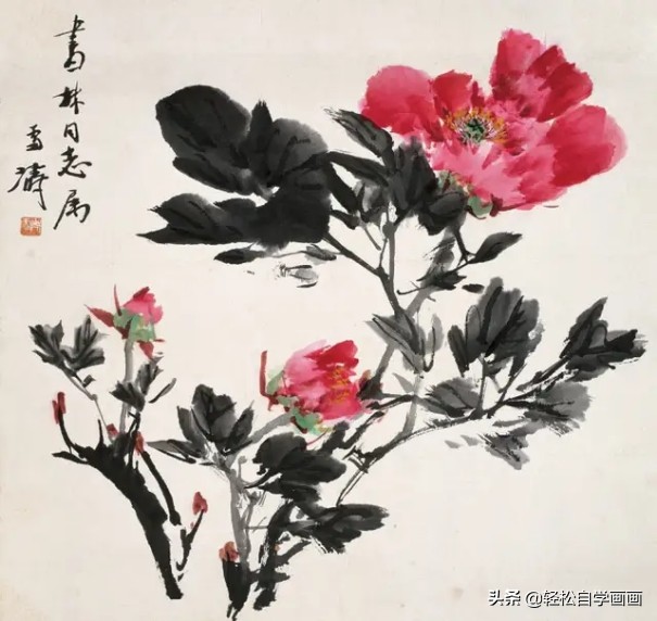 画牡丹如何加色能出层次,画牡丹调色运笔