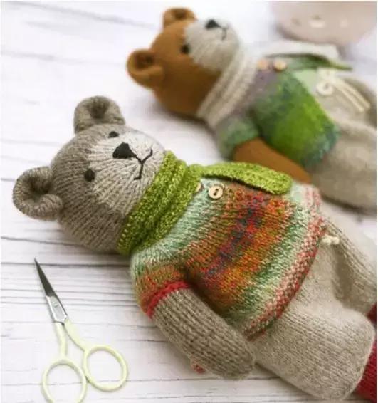 小熊娃娃的衣服编织,玩偶娃娃斗篷裙子编织教程