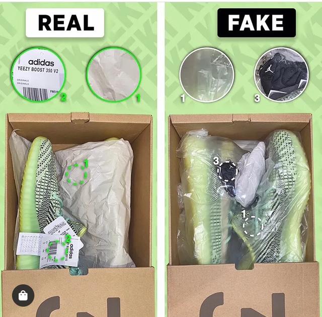 350黑天使椰子鞋真假对比,椰子350白黄变色真假对比