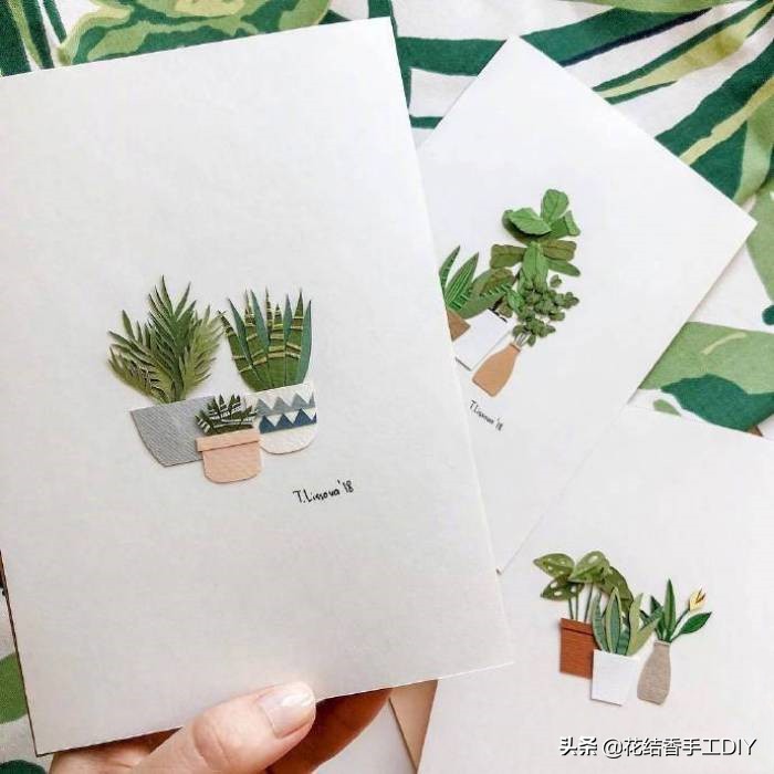 正方形卡纸做新年贺卡,新年手工贺卡简单幼儿diy