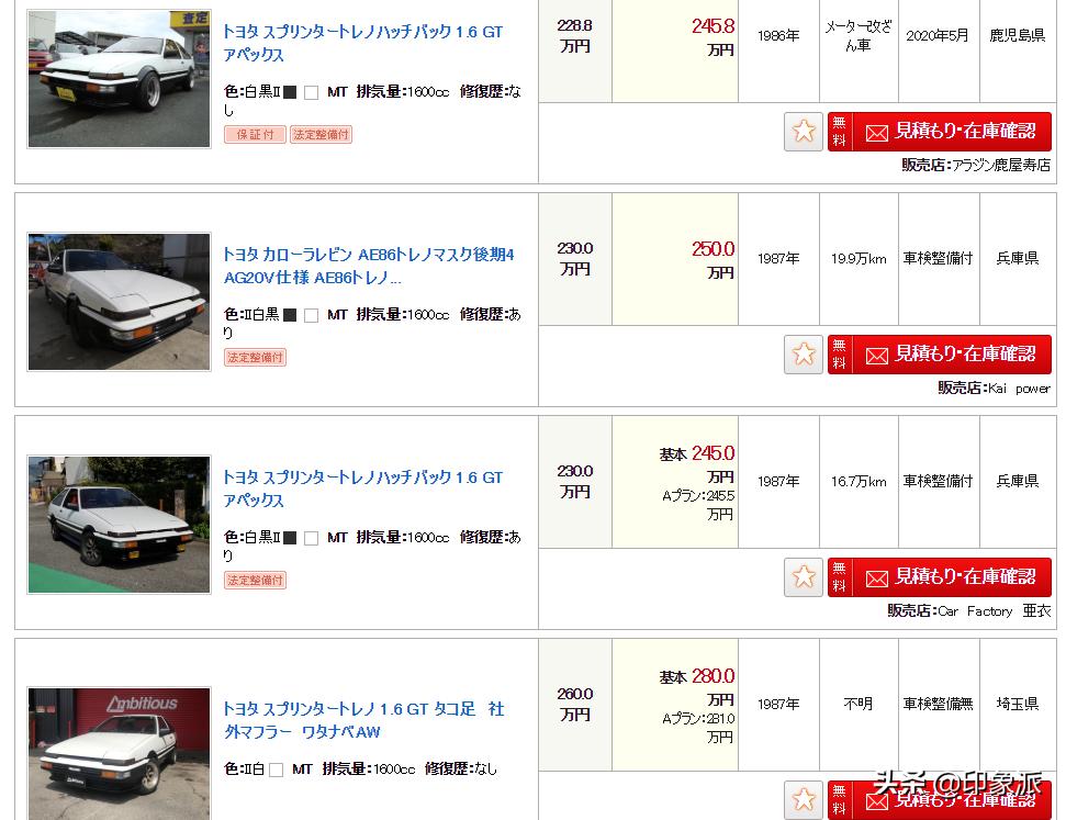 丰田ae86现在还能买到车吗,ae86二手车现在还能买到吗