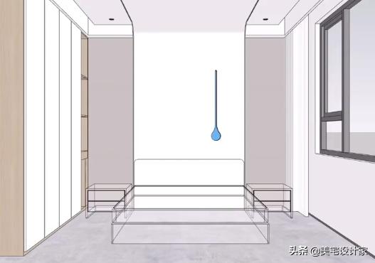 卧室床头单边柱子背景墙效果图,床头旁边有凸起柱子设计