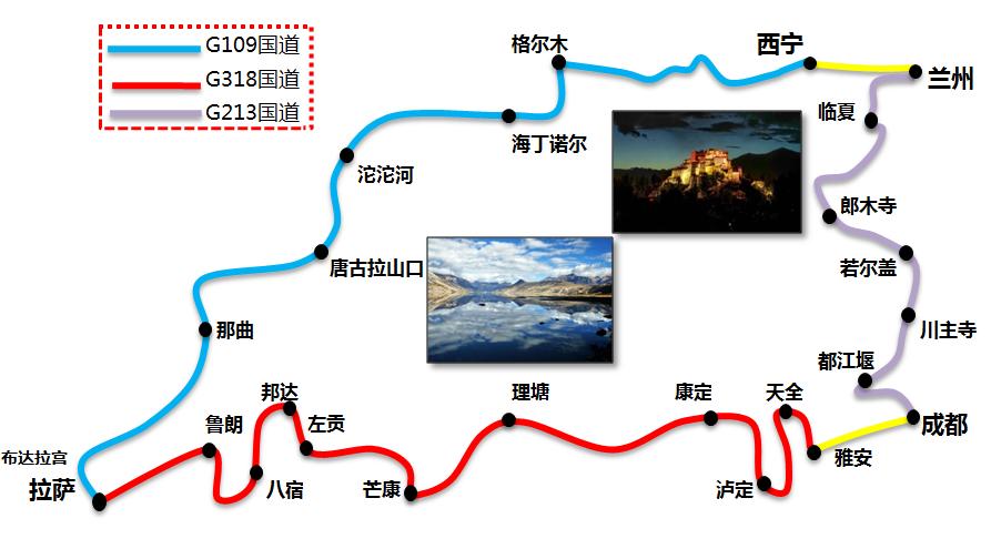 318川藏线成都到拉萨路线图,成都到拉萨318川藏线自驾地图