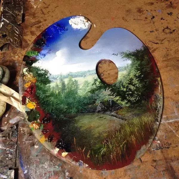 去艺术馆旅游回来画一幅画,油画风景随身带