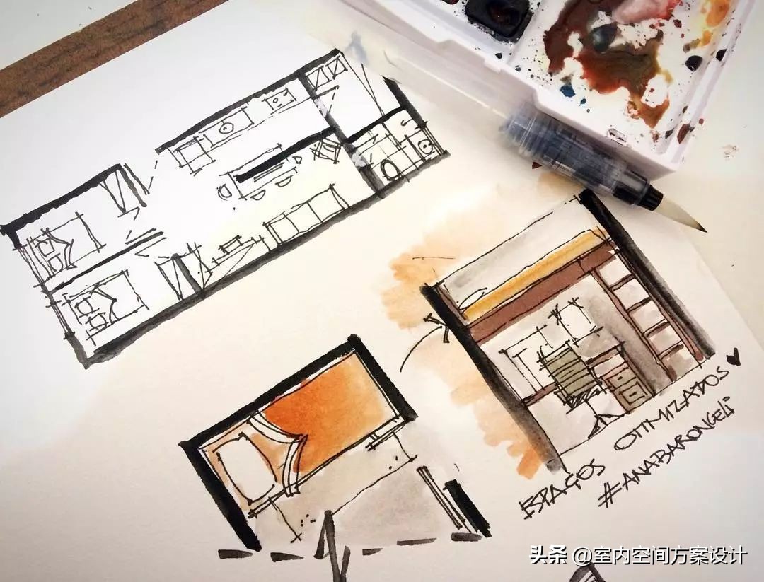 设计师如何快速手绘平面图,手绘平面设计方案手稿