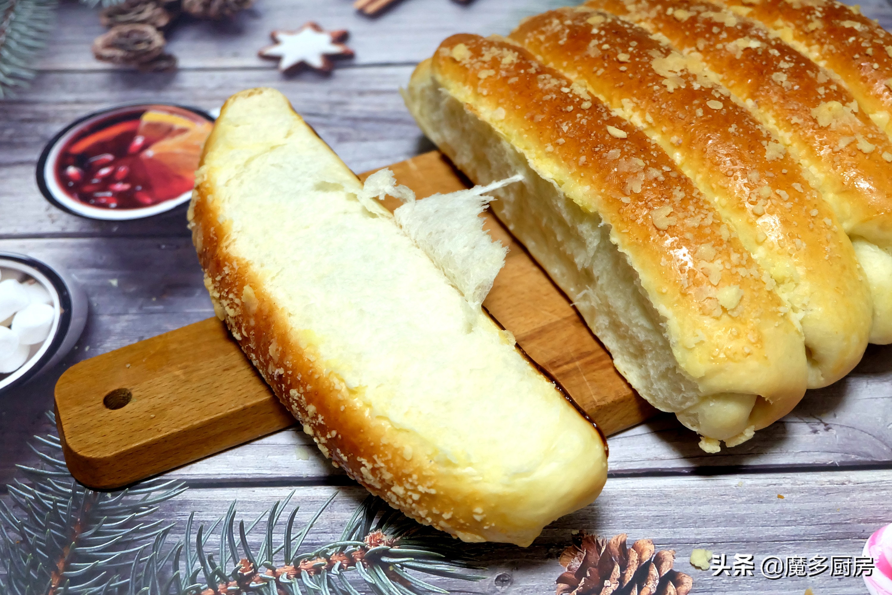 不用手套膜做的面包也能拉丝视频,在家做不用烤箱柔软拉丝面包