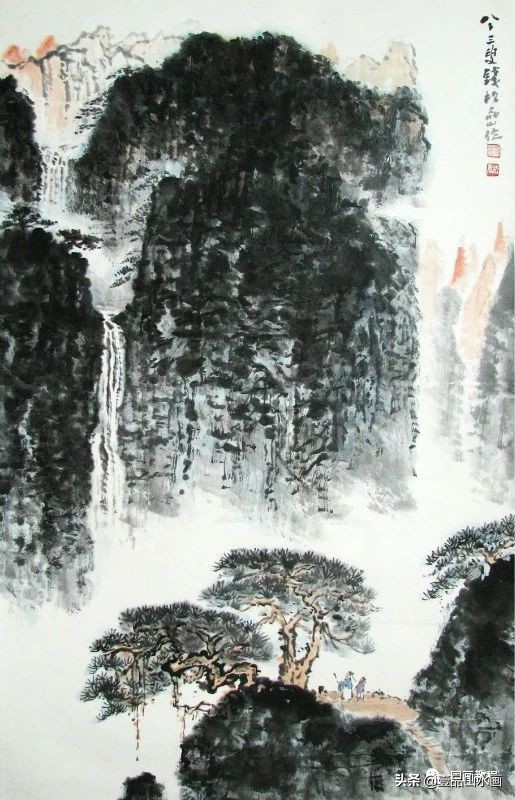 钱松嵒山水画之塞外风情,钱松岩山水画临摹视频