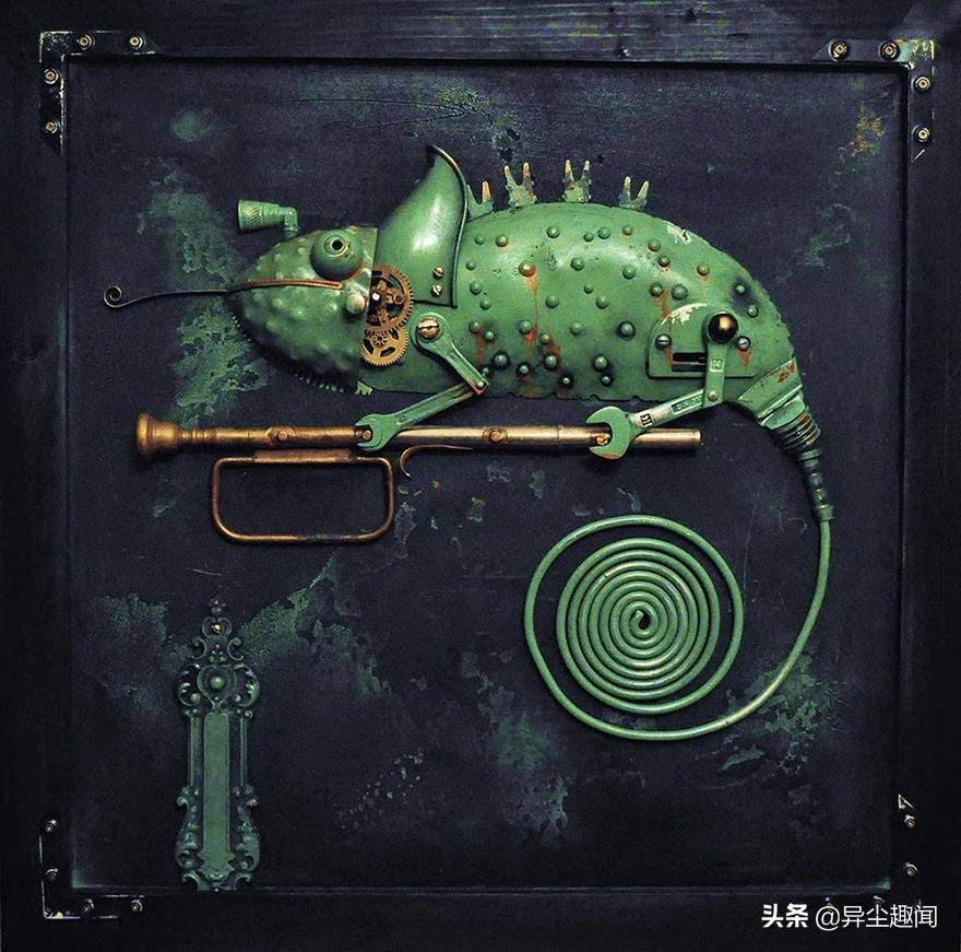 创意废旧零件铁艺雕塑,100种金属工艺品图片大全