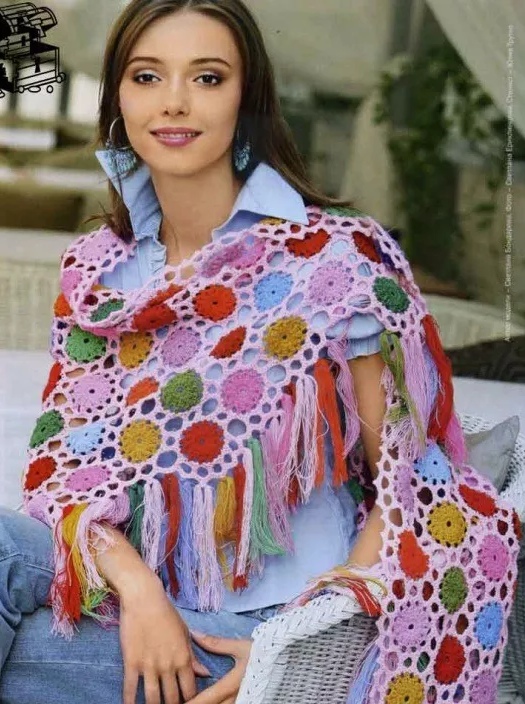 三角围巾披肩全部教程,树叶围巾的拼接三角披肩