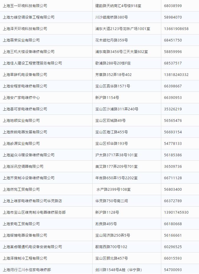 上海家电24小时上门维修价格表,上海阿兵家电维修电话