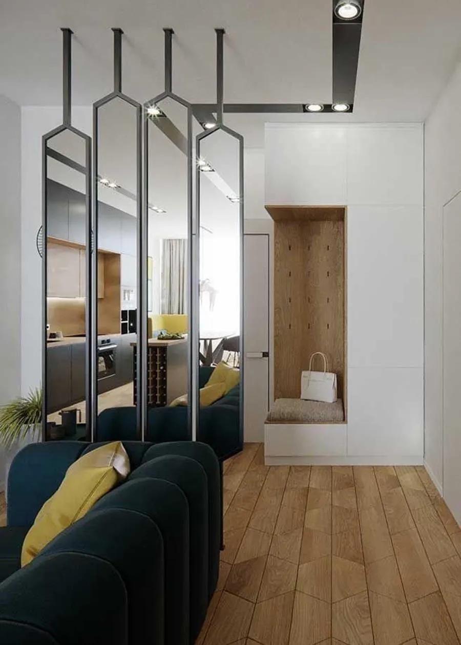 45平房间隔断最简单最实惠的方法,5年后最流行的厨房隔断客厅设计