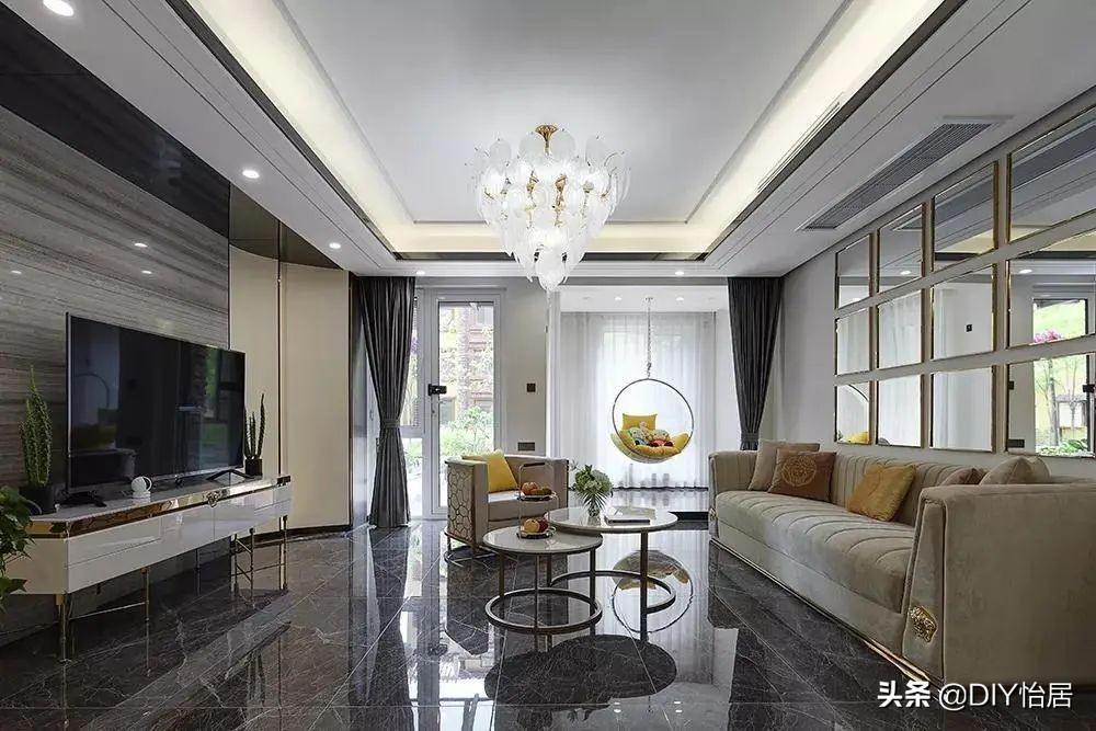 DIY怡居｜精致时尚轻奢风复式大宅，负一层的阳光房太太太美了