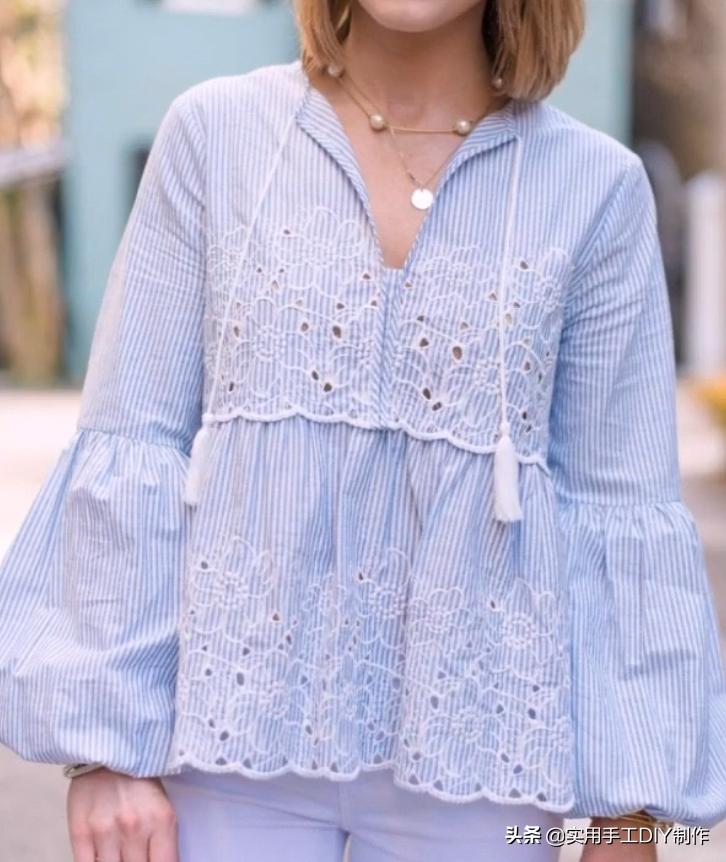 时尚原创设计蕾丝上衣,设计师款棉麻蕾丝上衣夏