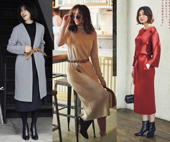 教你一条针织裙如何搭出氛围感,女生针织裙穿搭技巧