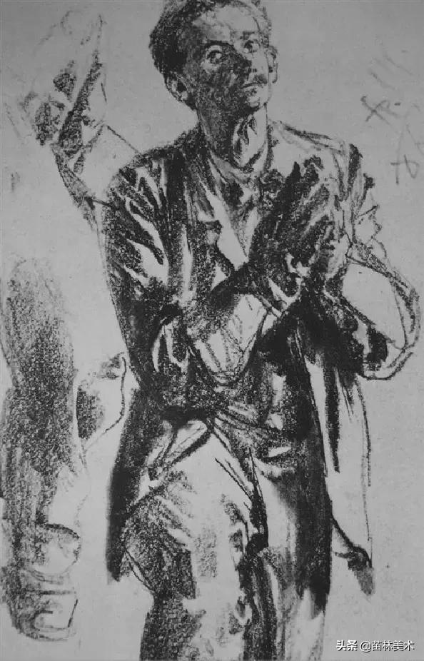 门采尔自画素描高清大图,素描大师门采尔著名作品