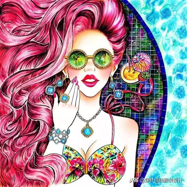 超好看的衣服手绘,服装琴瑟主题手绘效果图