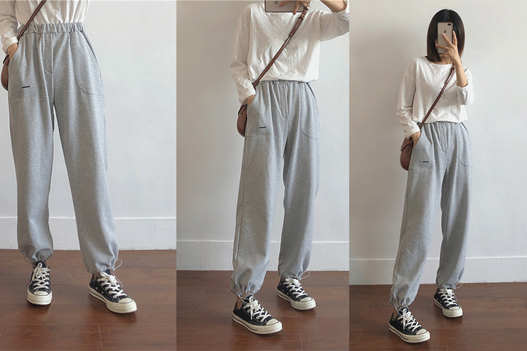 慵懒束脚裤夏季,休闲收口束脚裤穿搭小个子