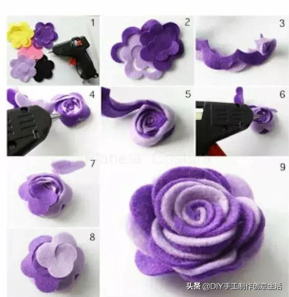 不织布手工花朵diy图册,制作不织布diy手工小花