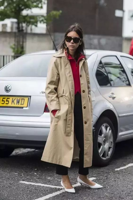 这个春天的美丽穿搭,韩系小姐姐中长款风衣搭配