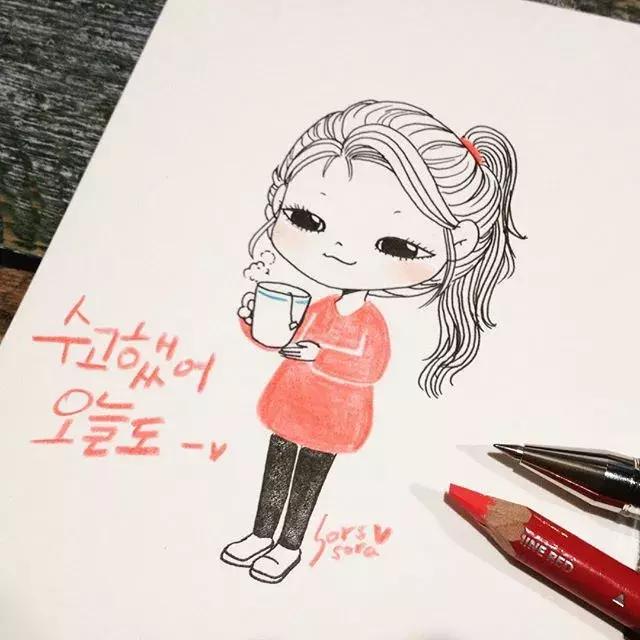 彩铅画古风人物简笔画,彩铅荷花简笔画几分钟就能学会