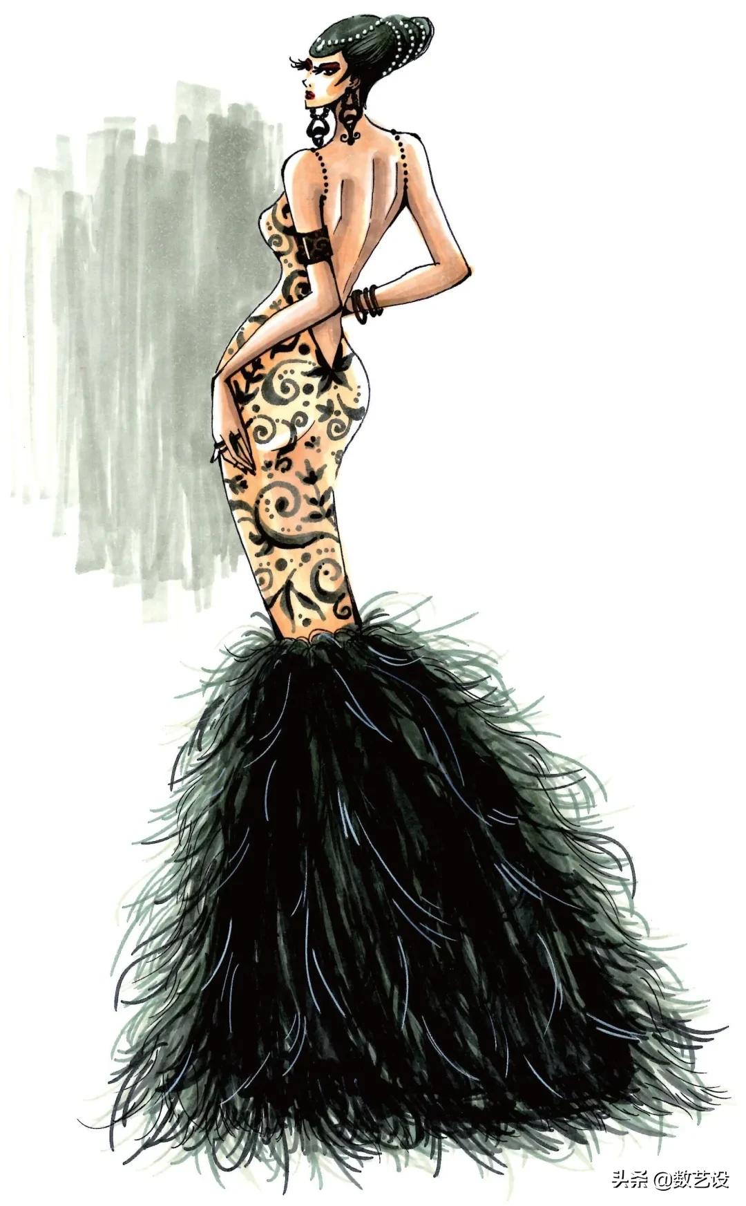 时装画如何构图,时装画手绘表现技法书