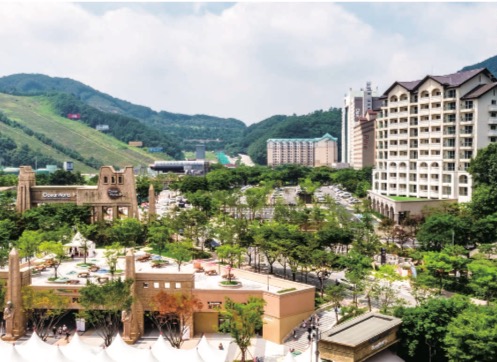 韩国大明山滑雪度假酒店,雪山温泉spa池