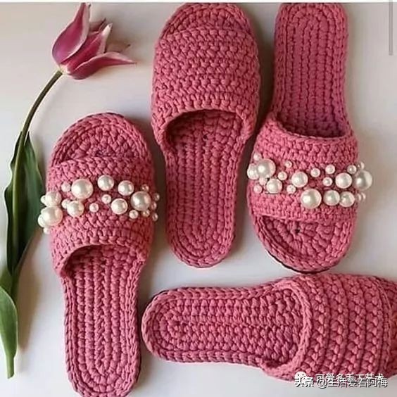 自己用毛线做布拖鞋,用布条线编拖鞋