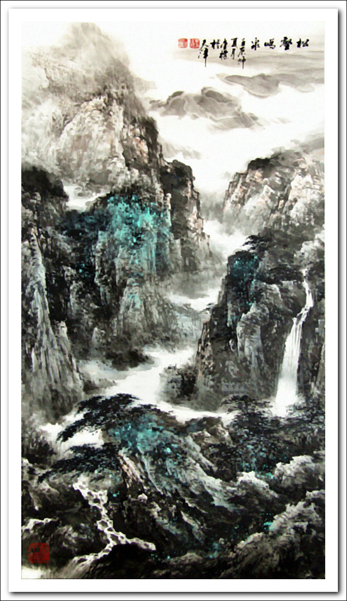 溪山山水画作品,郭金标高清山水画