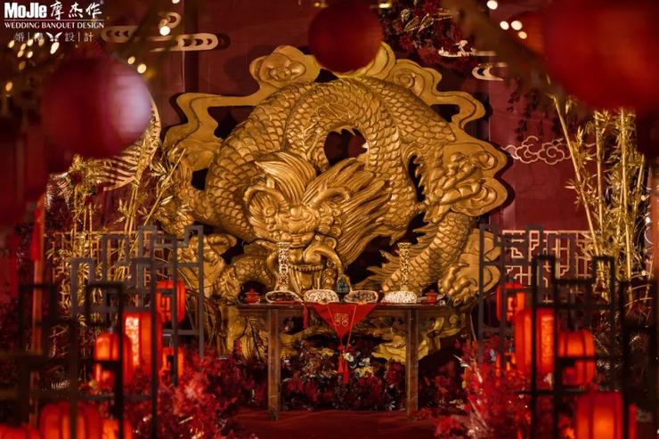 红金色系婚礼中式,红金配色的中式婚礼