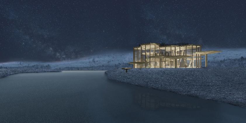 天池临漫江，池南藏鹿苑