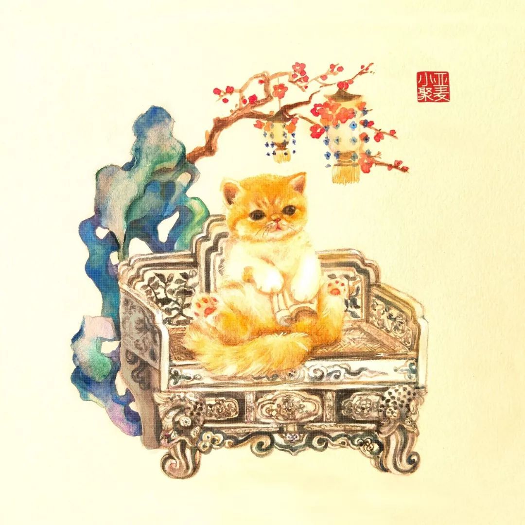 可爱的橘猫插画,一组可爱的治愈系猫咪插画