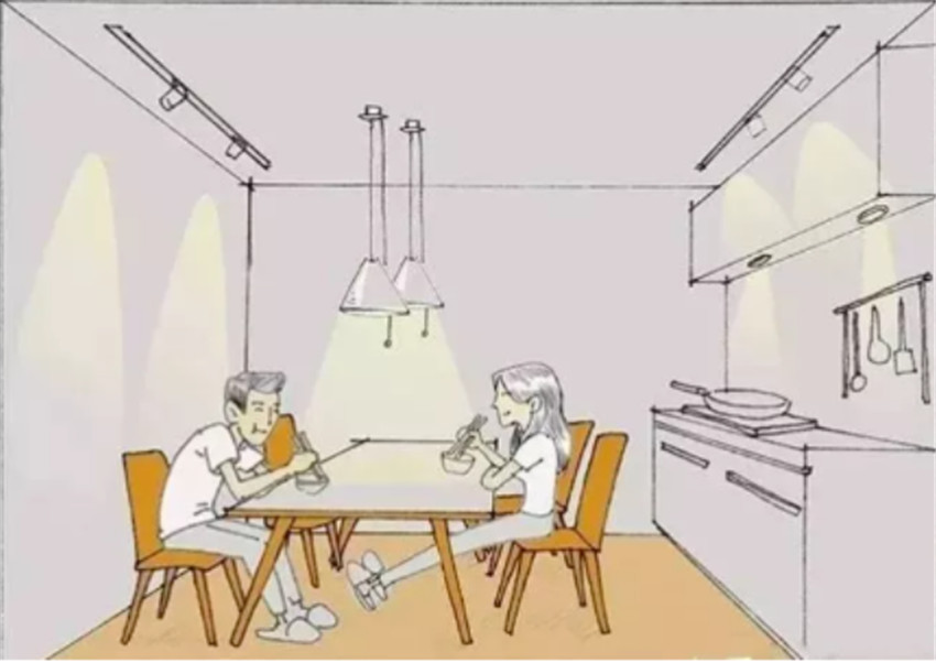 轻奢客厅无主灯灯具搭配效果,无主灯和吊灯搭配效果