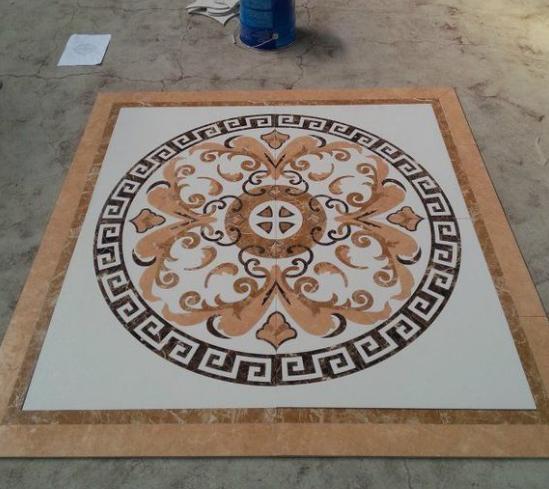 瓷砖拼砌效果图,新中式瓷砖水刀拼花效果图