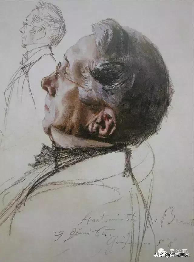 门采尔自画素描高清大图,素描大师门采尔著名作品